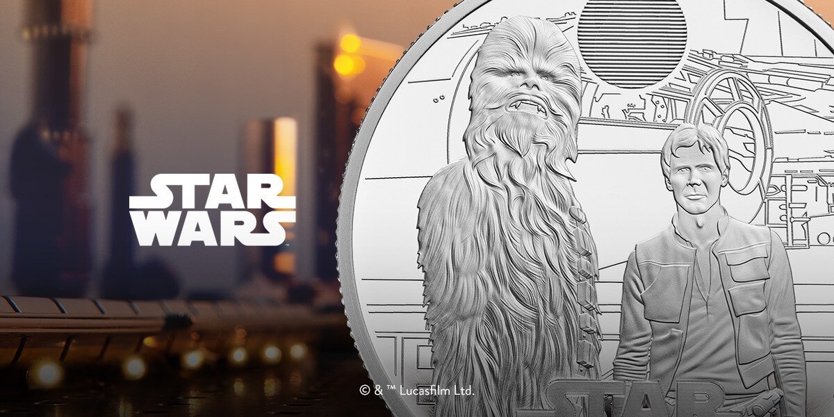 Royal Mint Star Wars Han Solo and Chewbacca 2024 (shop illustration) (zoom)