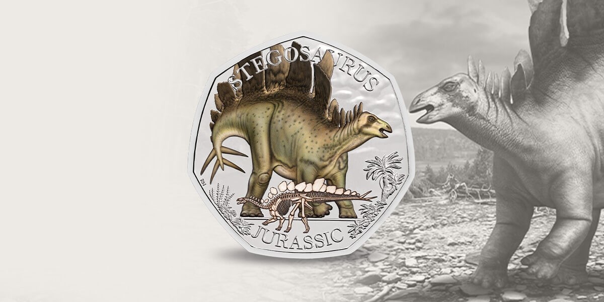 Royal Mint Stegosaurus 2024 (shop illustration) (zoom)