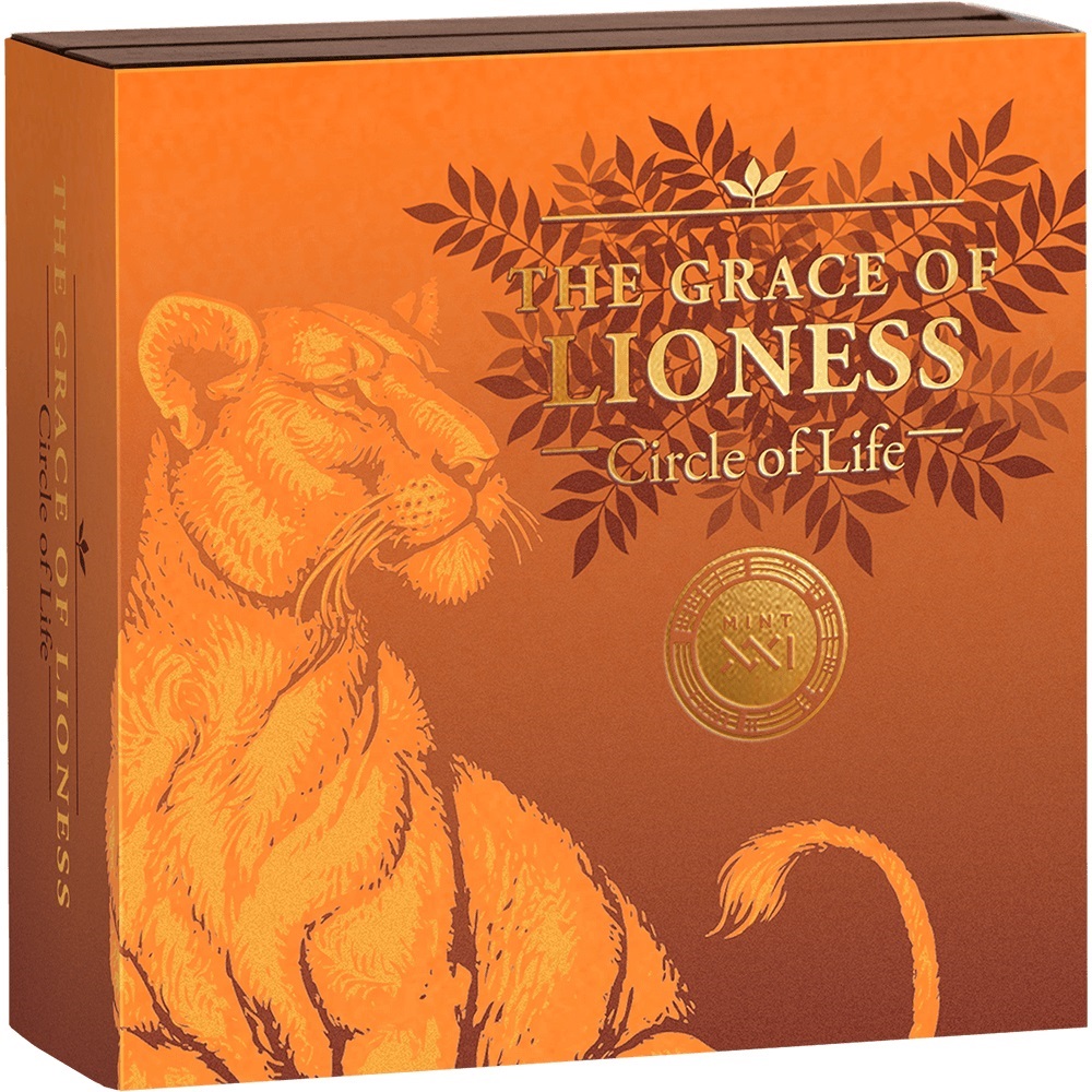 (W036.2000.CFA.2024.2.oz.Ag.21) 2000 Francs CFA Cameroon 2024 2 oz Antique Ag - The Grace of Lioness (box) (zoom)