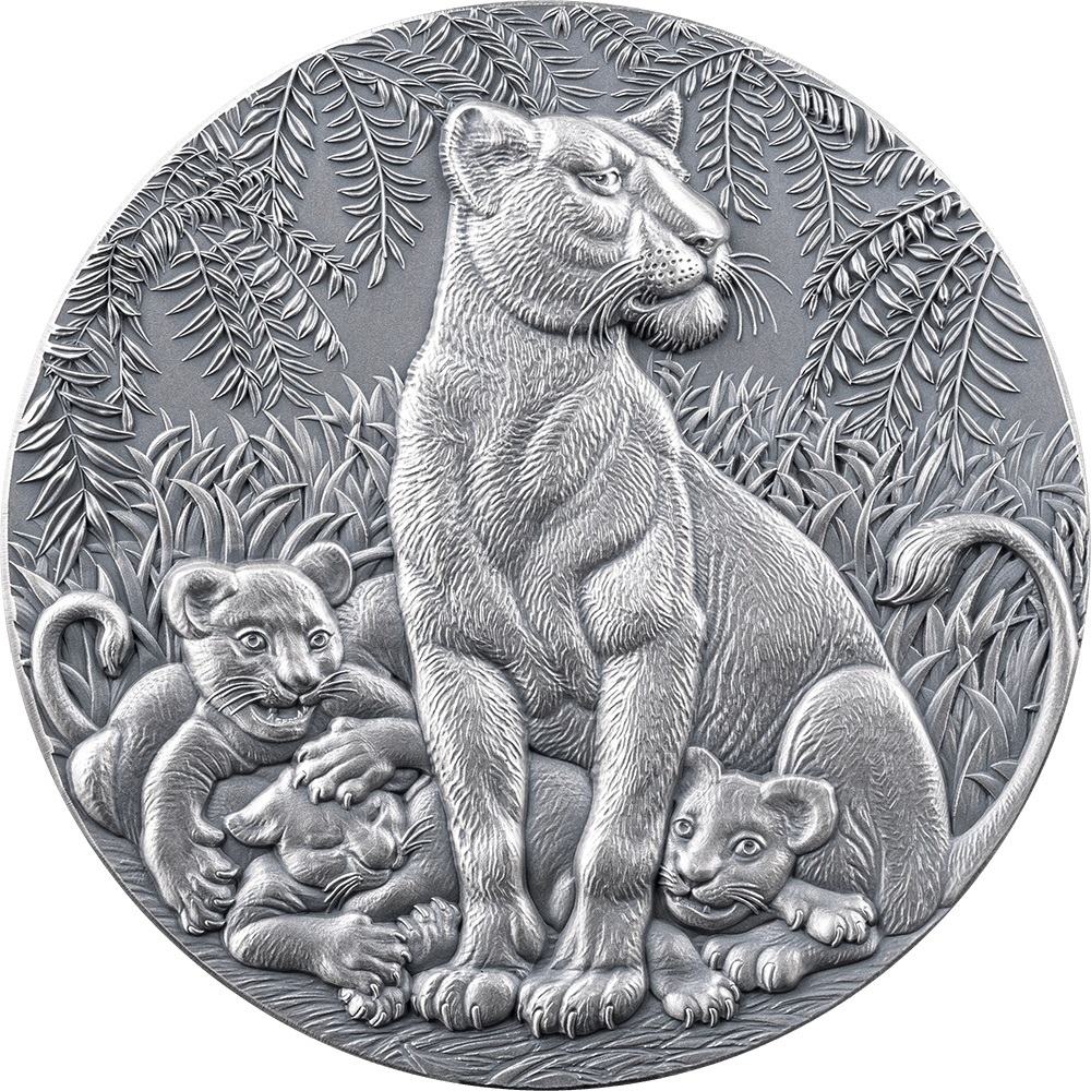 (W036.2000.CFA.2024.2.oz.Ag.21) 2000 Francs CFA Cameroon 2024 2 oz Antique silver - The Grace of Lioness Reverse (zoom)