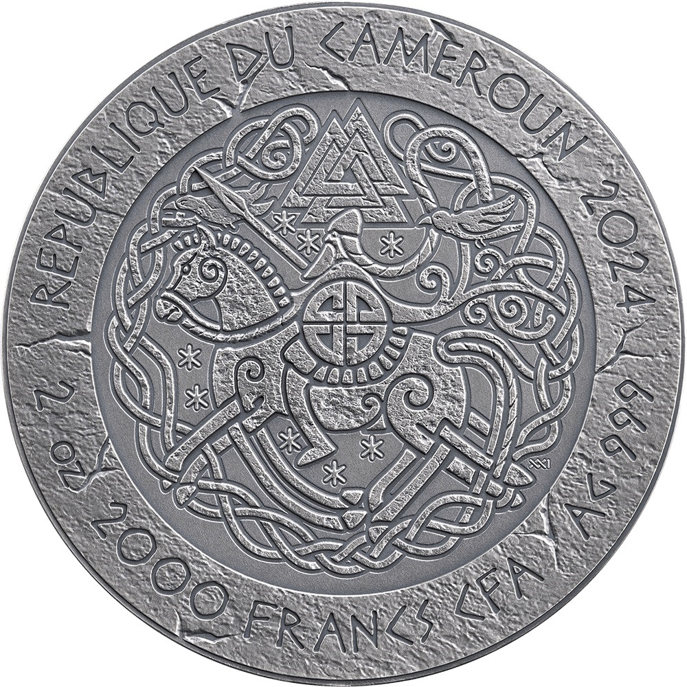 (W036.2000.CFA.2024.2.oz.Ag.24) 2000 Francs CFA Cameroon 2024 2 oz Antique silver - Erik the Red Obverse (zoom)