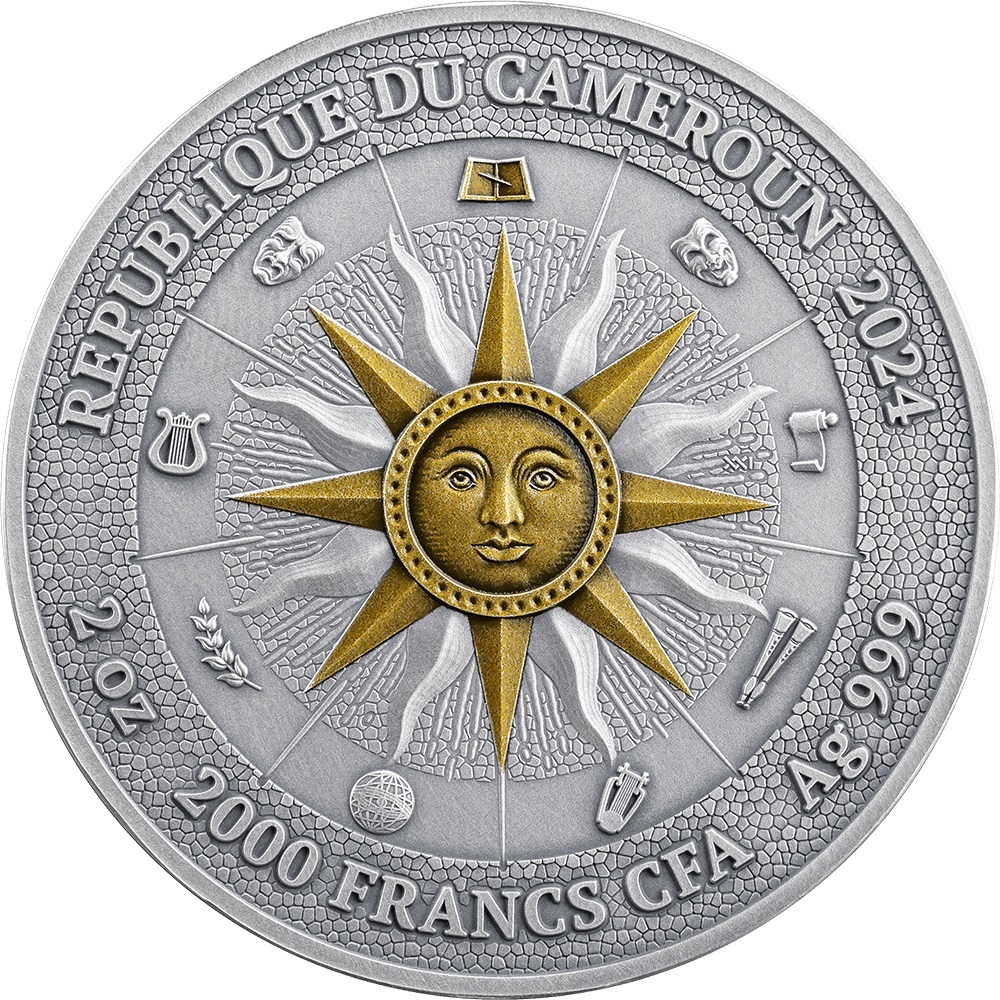 (W036.2000.CFA.2024.2.oz.Ag.26) 2000 Francs CFA Cameroon 2024 2 oz Antique silver - Calliope Obverse (zoom)