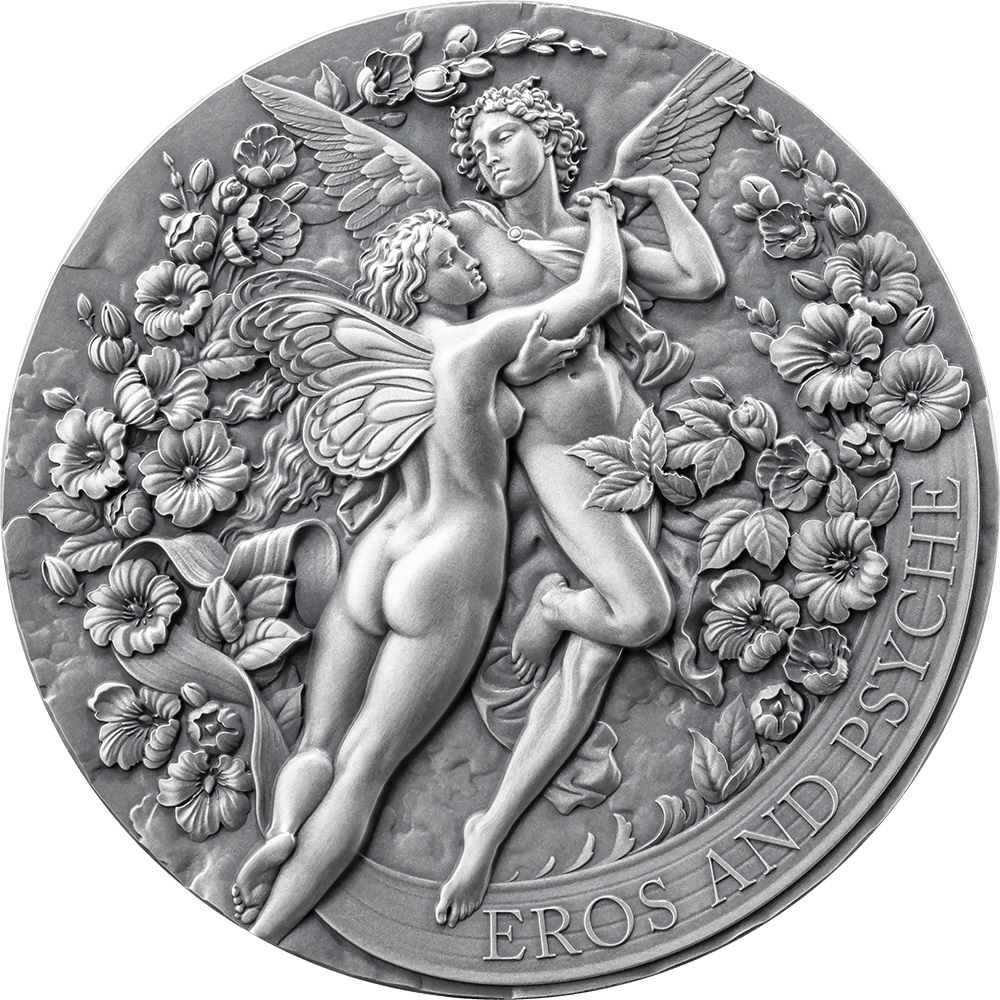 (W036.2000.CFA.2024.2.oz.Ag.27) 2000 Francs CFA Cameroon 2024 2 oz Antique silver - Eros and Psyche Reverse (zoom)