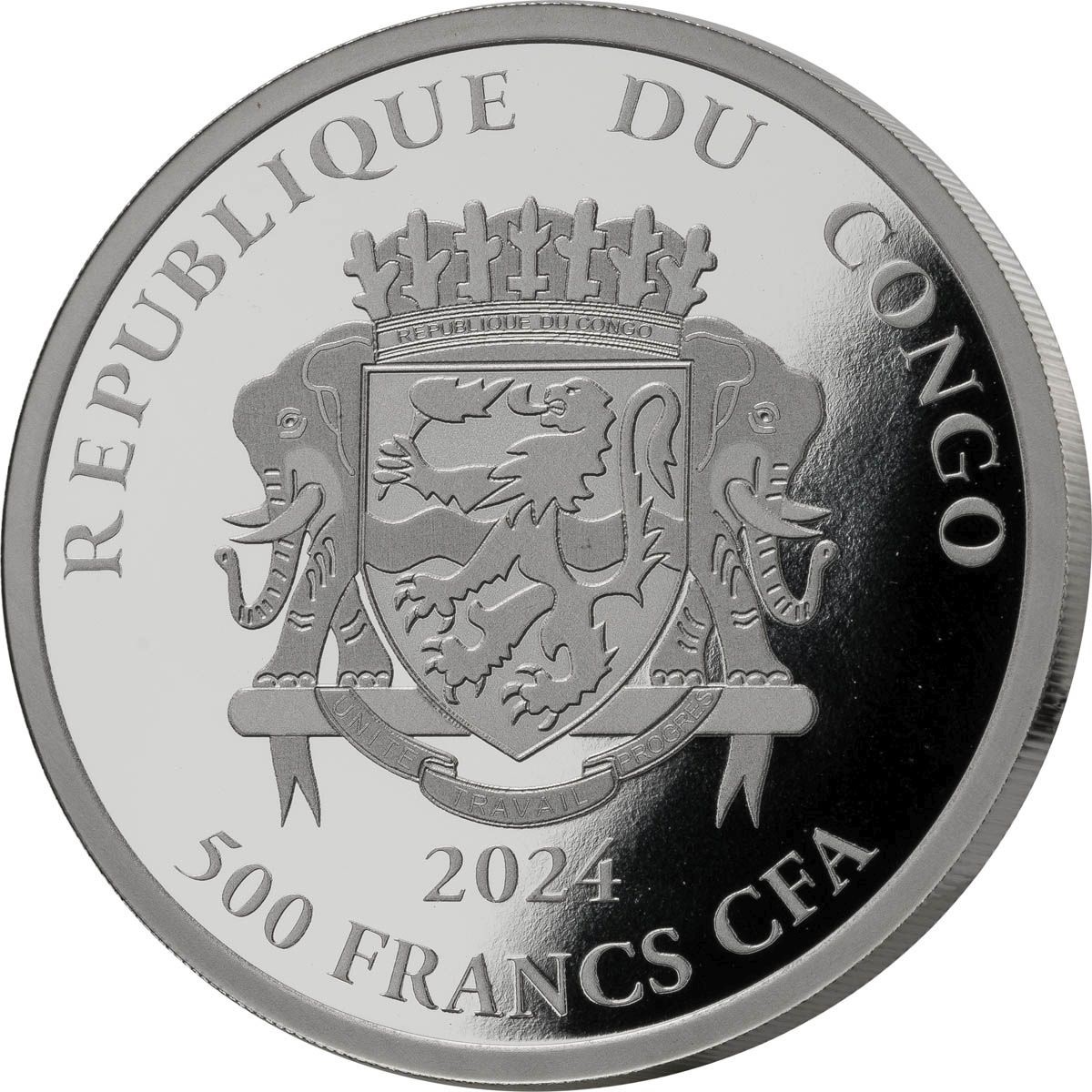 (W045.Proof.set.2024.1171413) Three-coin set 500 Francs CFA Congo 2024 1 oz Proof Ag - Wild cats (baby lion obverse) (zoom)