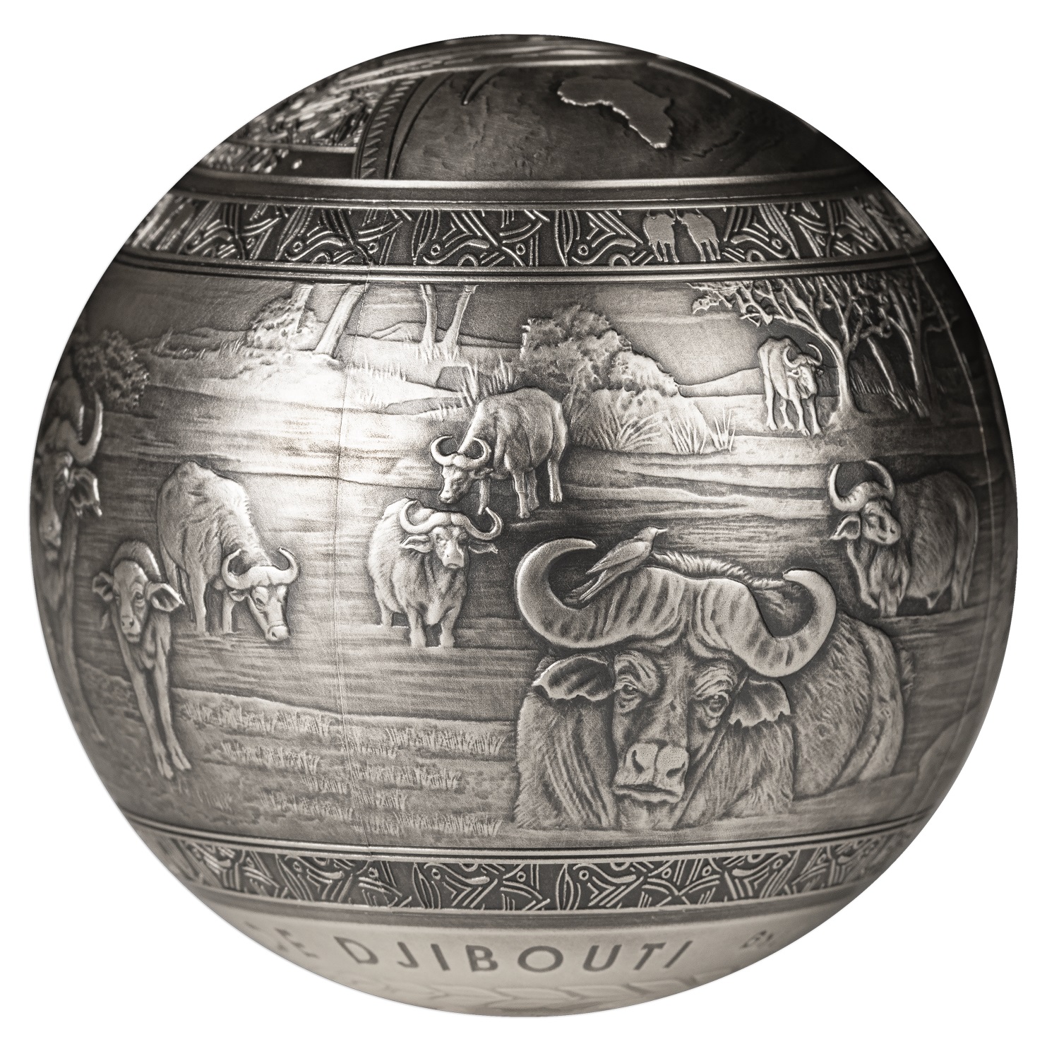 (W057.1000.F.2024.1.kg.Ag.1565460102) 1000 Francs Djibouti 2024 1 kilogram Antique silver - Buffalo (zoom)
