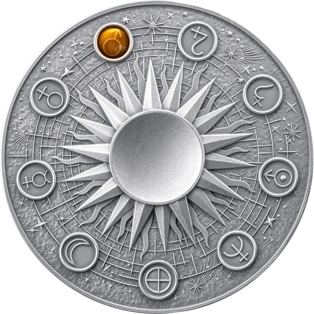 (W079.10.C.2024.2.oz.Ag.5) 10 Cedis Republic of Ghana 2024 2 oz Antique silver - Mars Reverse (zoom)
