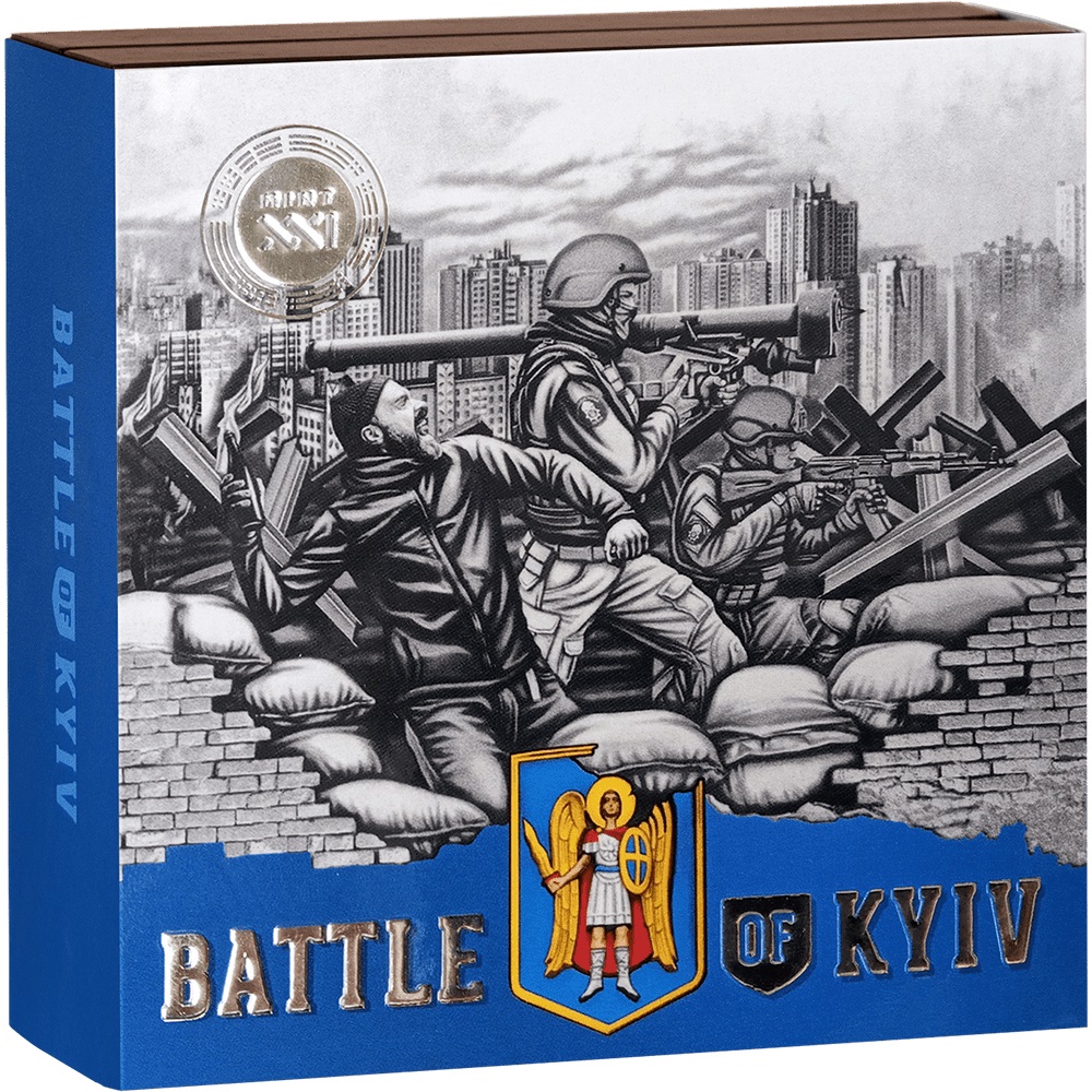 (W079.10.C.2024.2.oz.Ag.7) 10 Cedis Ghana 2024 2 ounces Antique silver - Battle of Kyiv (packaging) (zoom)