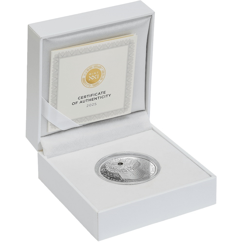 (W079.2.C.2025.1) Ghana 2 Cedis Year of the Snake 2025 - Proof silver (case) (zoom)