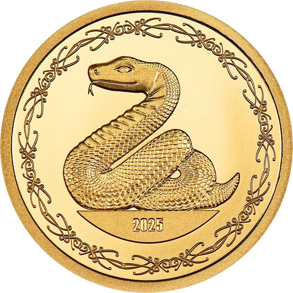 (W151.1000.Tögrög.2025.30717) 1000 Tögrög Mongolia 2025 half gram Proof gold - Year of the Snake Reverse (zoom)