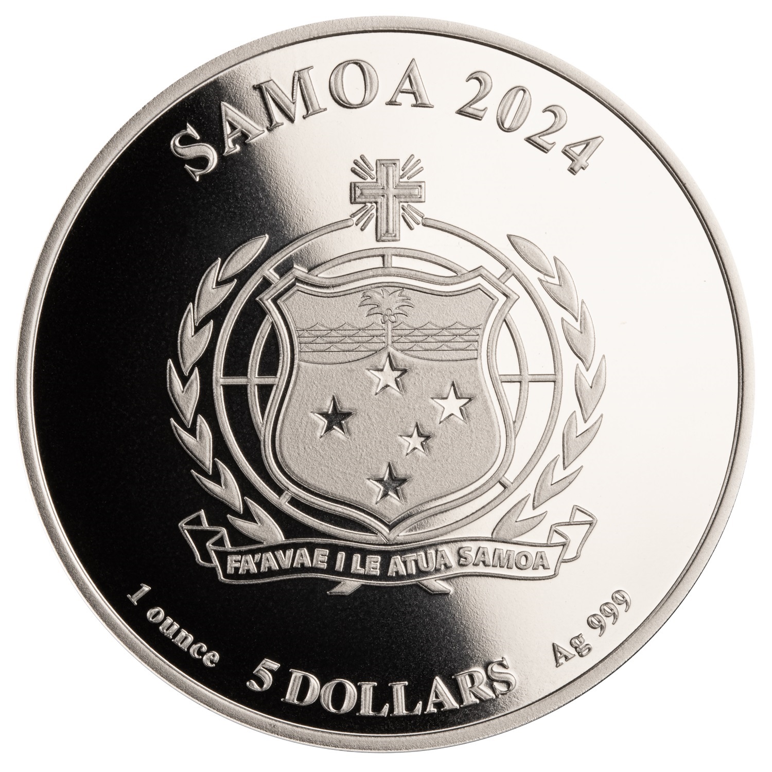 (W193.1.5.D.2024.1.oz.Ag.1566700118) 5 Dollars Samoa 2024 1 oz Proof silver - Monopoly Obverse (zoom)