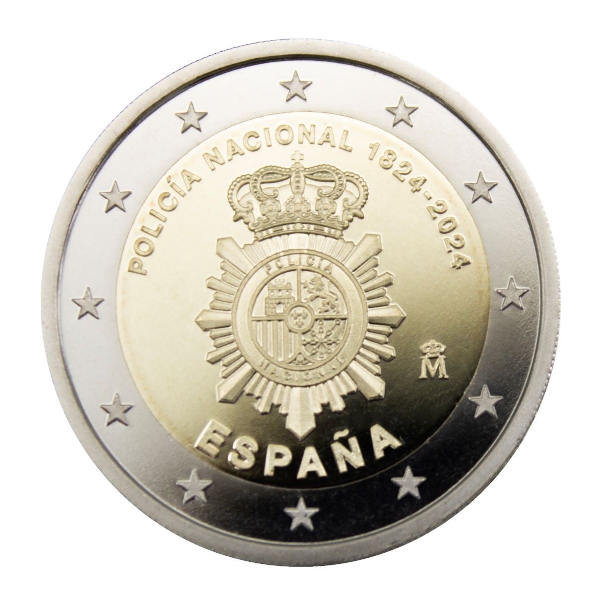 (EUR05.BU.set.2024.32107194) BU euro coin set Spain 2024 (Alcázar of Seville) (2€ Police obverse) (zoom)