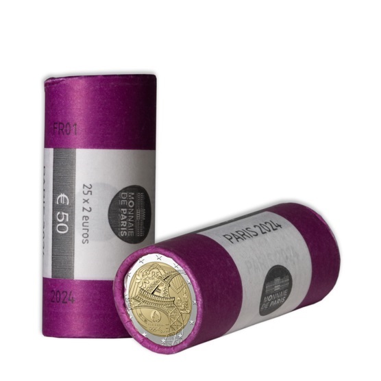 (EUR07.2.E.2024.roll.2) 2 euro roll France 2024 - Olympic Summer Games, Paris 2024 (zoom)