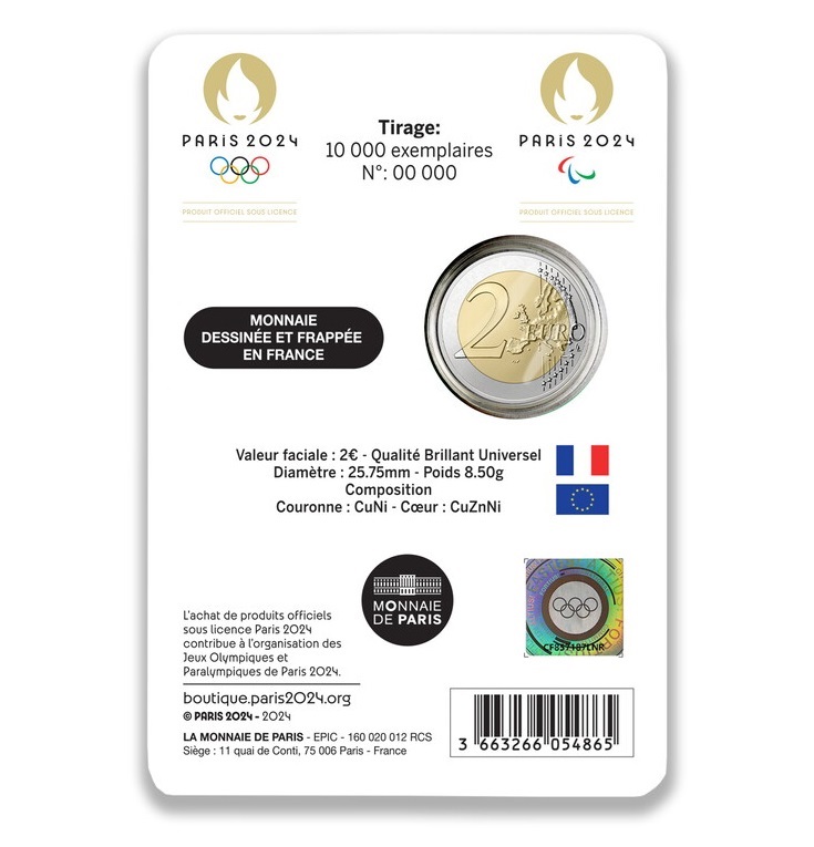 (EUR07.BU.2024.10041386660000) 2 euro France 2024 BU - Olympic Summer Games, Paris 2024 (blister back) (zoom)