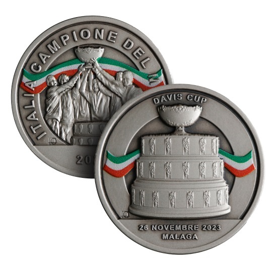 (MED10.IPZS.2024.48-2me10-001324) Silver plated brass medal - Italy champion of the Davis Cup in 2023 (blog) (zoom)