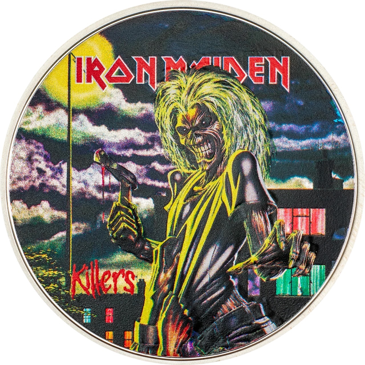 (W099.5.D.2024.30677) Cook Islands 5 Dollars Killers, Iron Maiden 2024 - Proof silver Reverse (zoom)