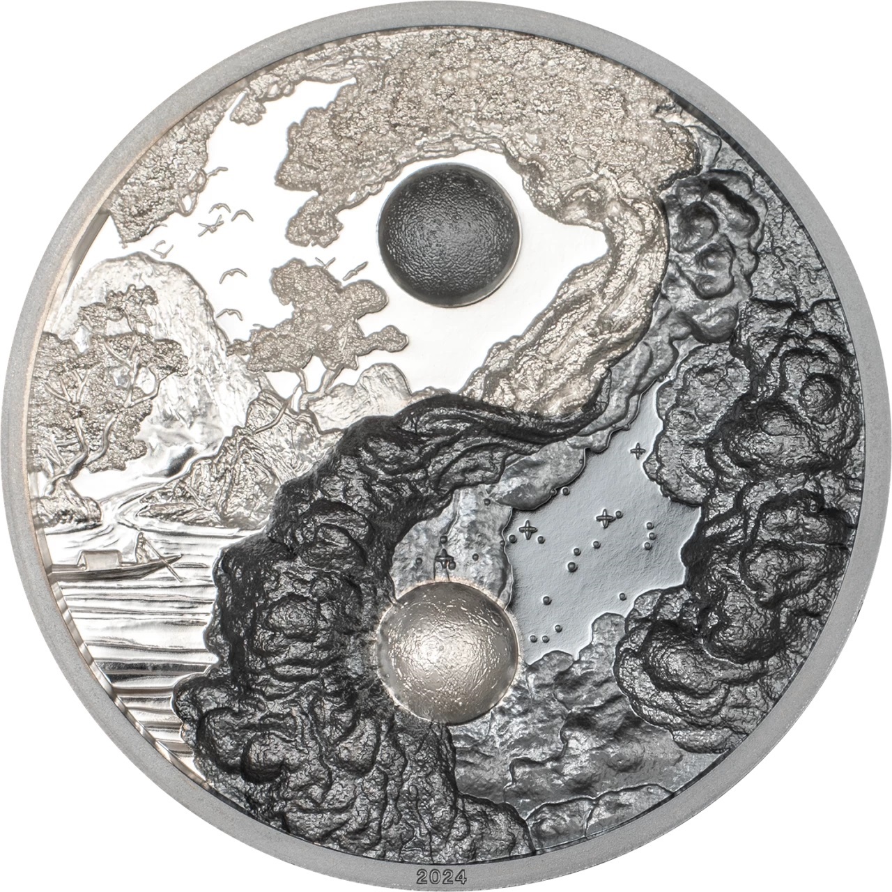 (W168.1.5.D..2024.30777) Palau 5 Dollars Yin and Yang 2024 - Black Proof silver Reverse (zoom)