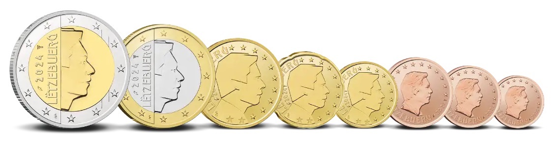 (EUR23.BU.set.2024.0118786) BU euro coin set Benelux 2024 (80 years of the Benelux) (Luxembourg coins) (zoom)