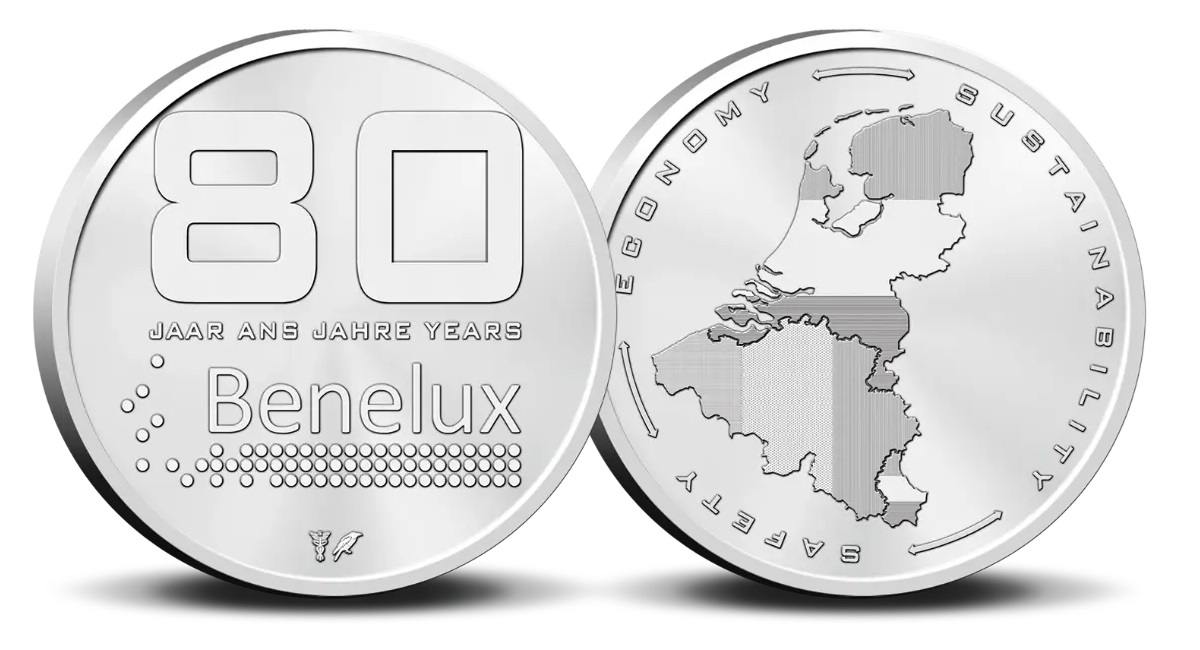 (EUR23.BU.set.2024.0118786) BU euro coin set Benelux 2024 (80 years of the Benelux) (medal) (zoom)