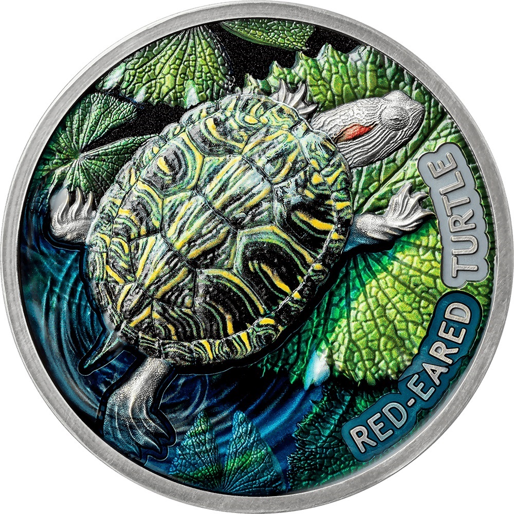 (W160.2.D.2024.2.oz.Ag.4) 2 Dollars Niue 2024 2 oz Antique silver - Red-Eared Turtle Reverse (zoom)