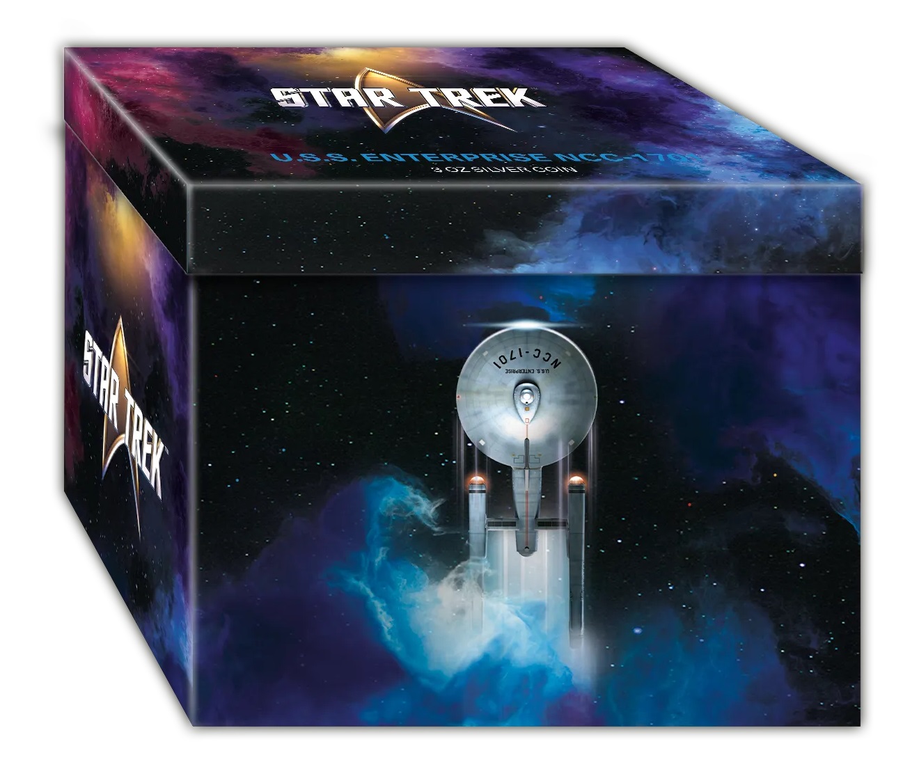 (W193.1.5.D.2024.1587020116) 5 $ Samoa 2024 3 oz Antique silver - Star Trek USS Enterprise NCC-1701 (packaging) (zoom)