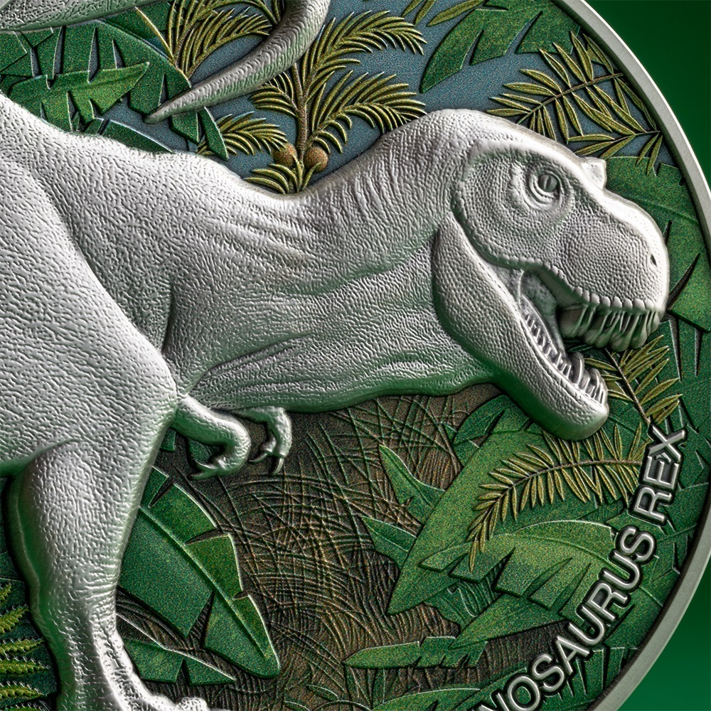 (W036.2000.CFA.2024.2.oz.Ag.34) 2000 Francs CFA Cameroon 2024 2 ounces Antique Ag - Tyrannosaurus Rex (zoom)