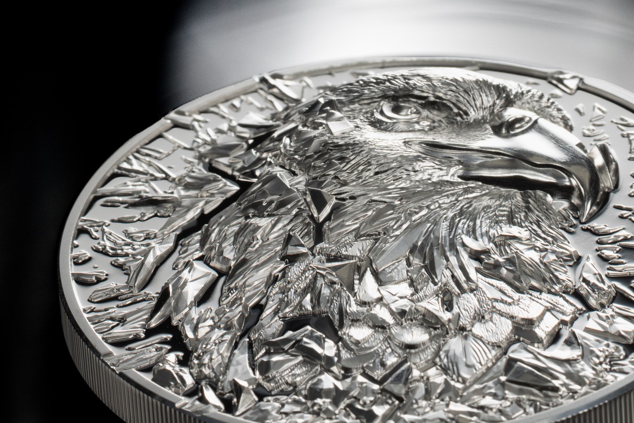 (W099.20.D.2024.30830) Cook Islands 20 Dollars Silver Burst (Bald Eagle) 2024 - Proof Ag (blog illustration) (zoom)