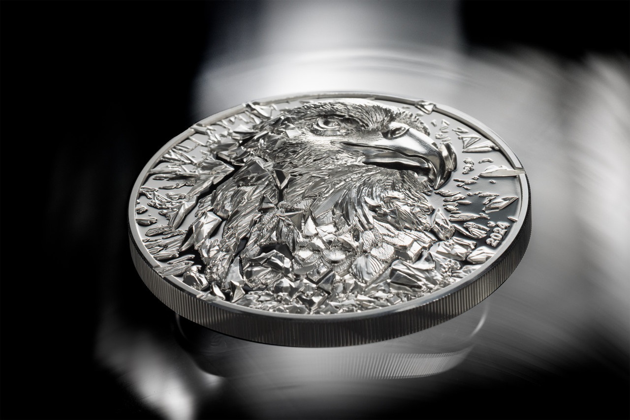 (W099.20.D.2024.30830) Cook Islands 20 Dollars Silver Burst (Bald Eagle) 2024 - Proof Ag (blog) (zoom)