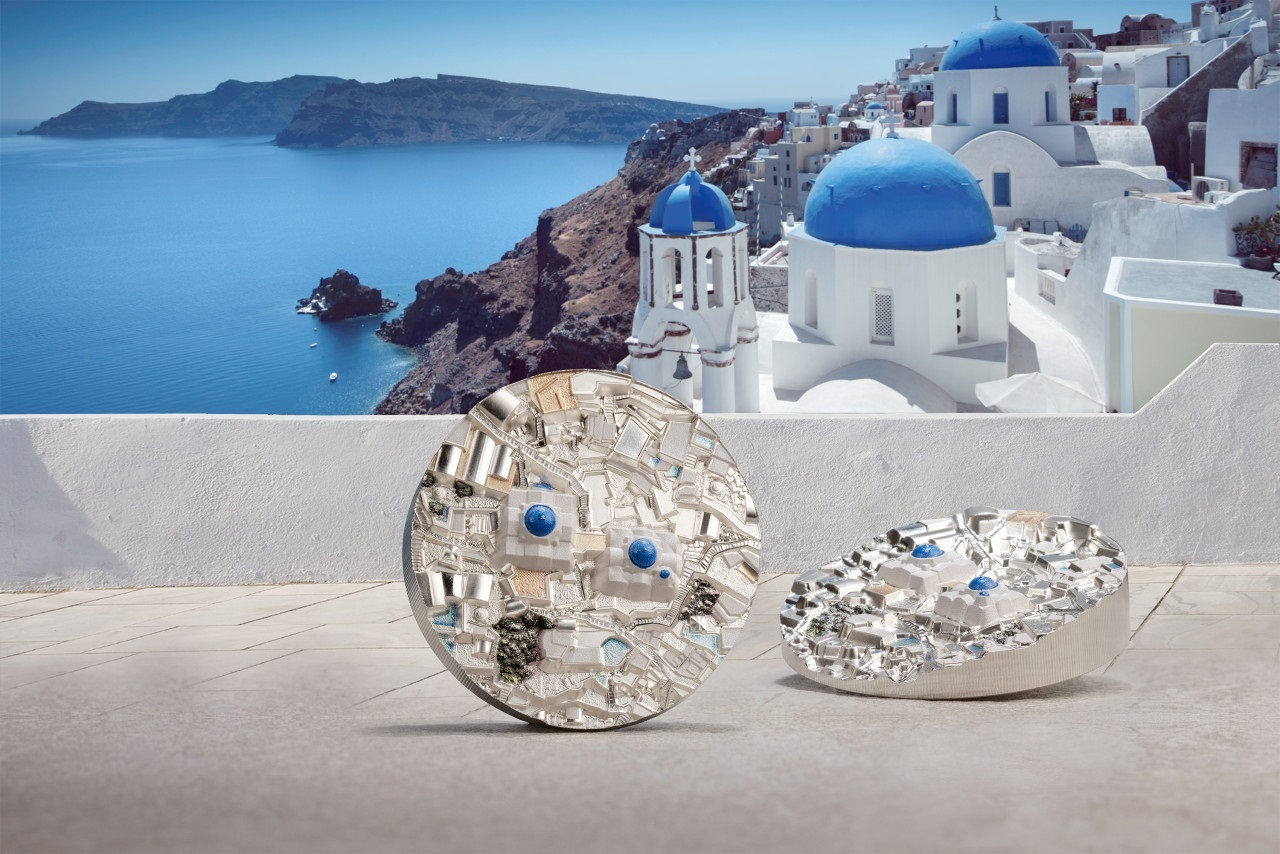 (W099.25.D.2024.30797) Cook Islands 25 Dollars Santorini 2024 - Proof silver (blog) (zoom)