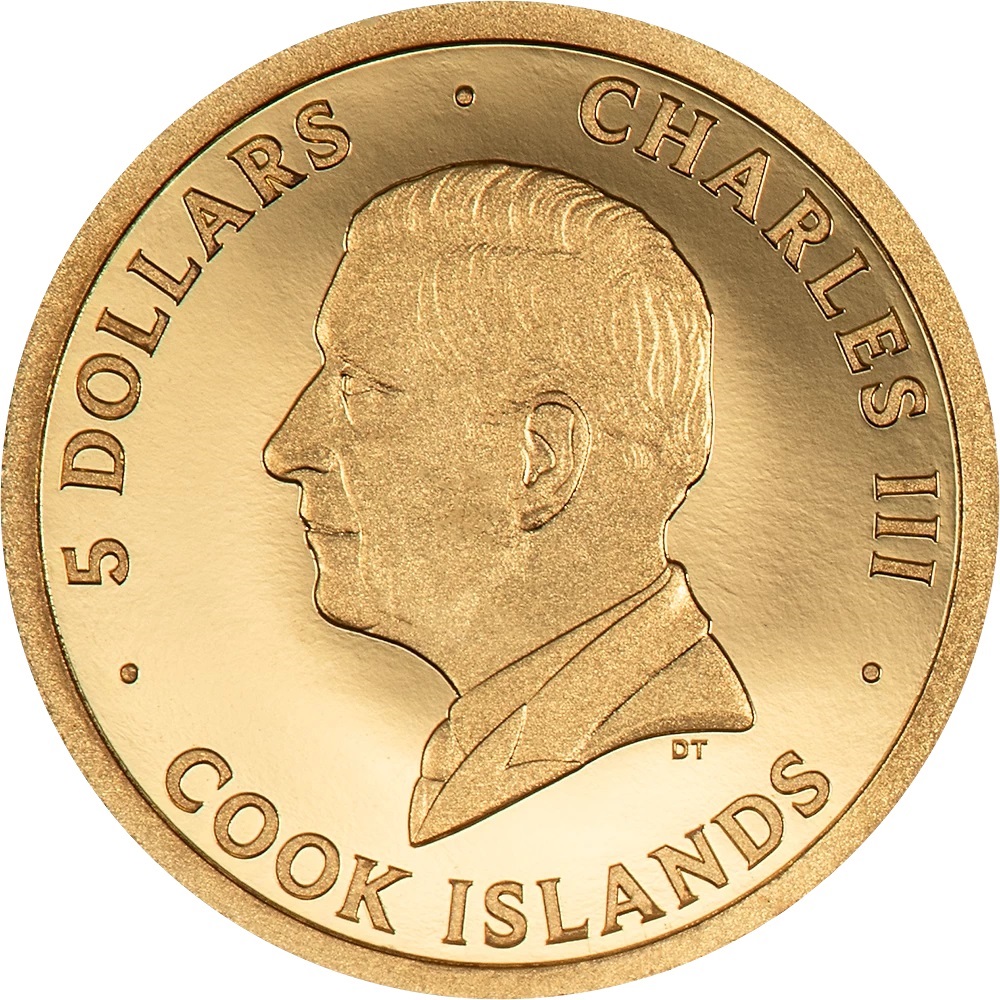 (W099.5.D.2024.30531) Cook Islands 5 Dollars San Francisco 2024 - Proof gold Obverse (zoom)