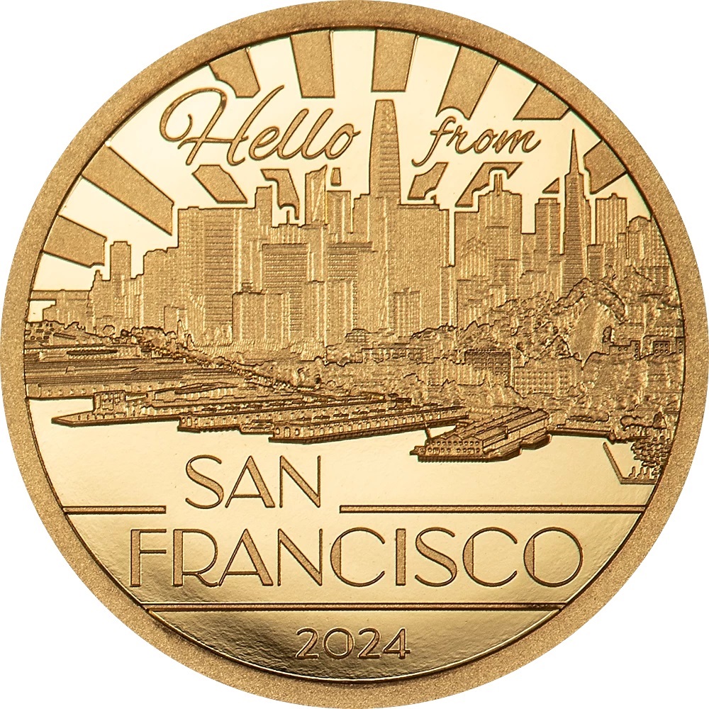 (W099.5.D.2024.30531) Cook Islands 5 Dollars San Francisco 2024 - Proof gold Reverse (zoom)