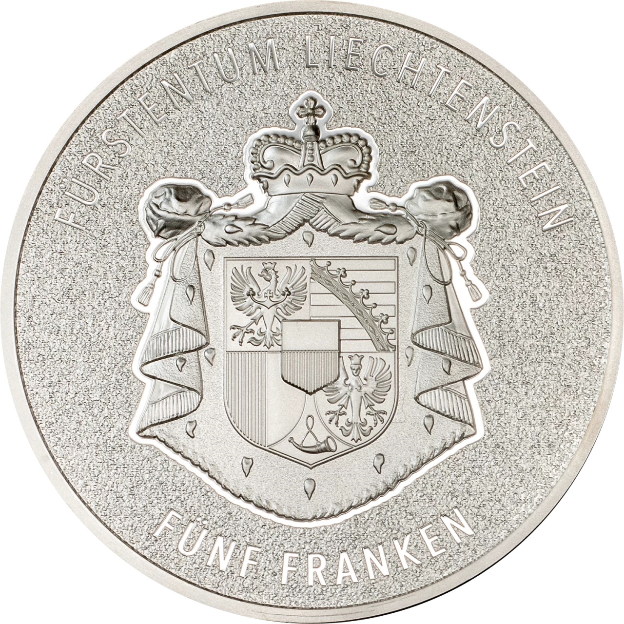 (W132.5.F.2024.30864) Liechtenstein 5 Franken Swiss Franc 2024 - Silk finish silver Obverse (zoom)