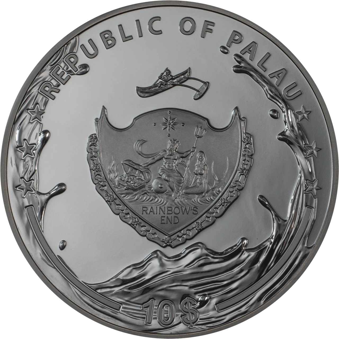 (W168.1.10.D..2024.30811) Palau 10 Dollars Goddess of Water 2024 - Black Proof silver Obverse (zoom)