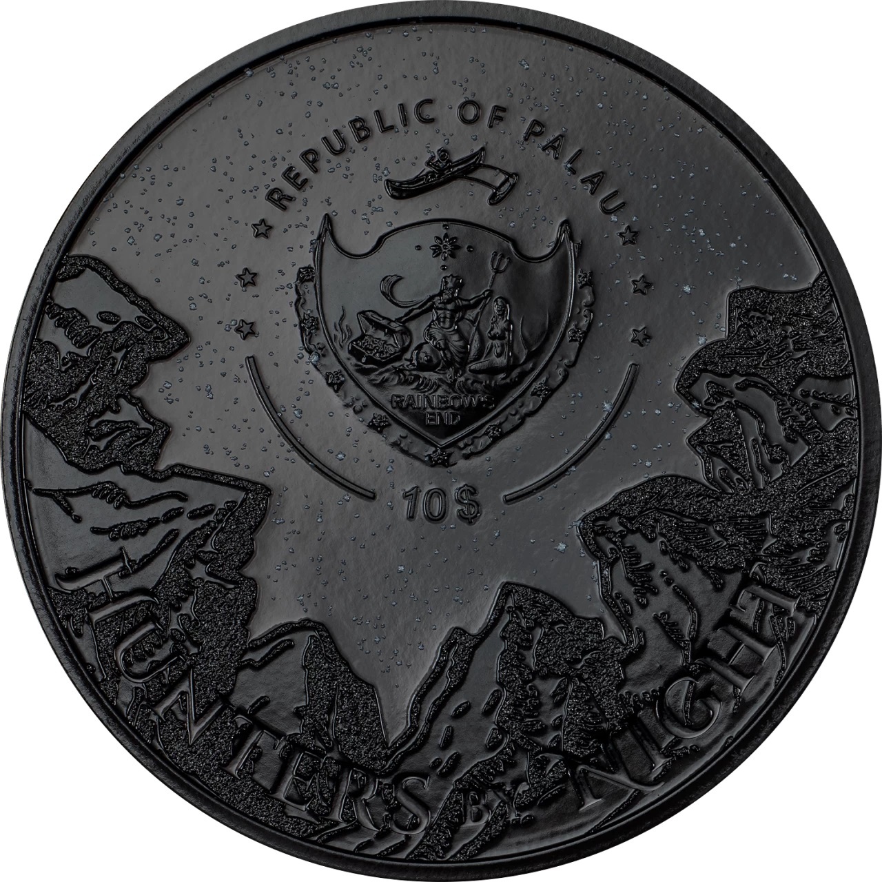 (W168.1.10.D.2024.30746) Palau 10 Dollars Ocelot 2024 - Obsidian Black silver Obverse (zoom)