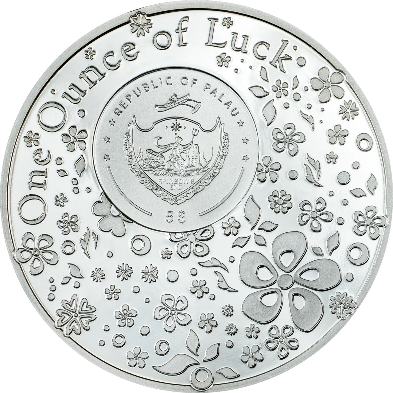 (W168.1.5.D.2025.30793) Palau 5 Dollars Ounce of Luck 2025 - Proof silver Obverse (zoom)