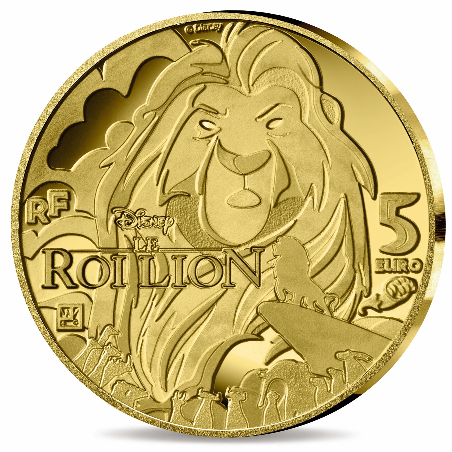 (EUR07.Proof.2024.10041383550000) 5 euro France 2024 Proof gold - 30th anniversary of The Lion King (Simba) Reverse (zoom)