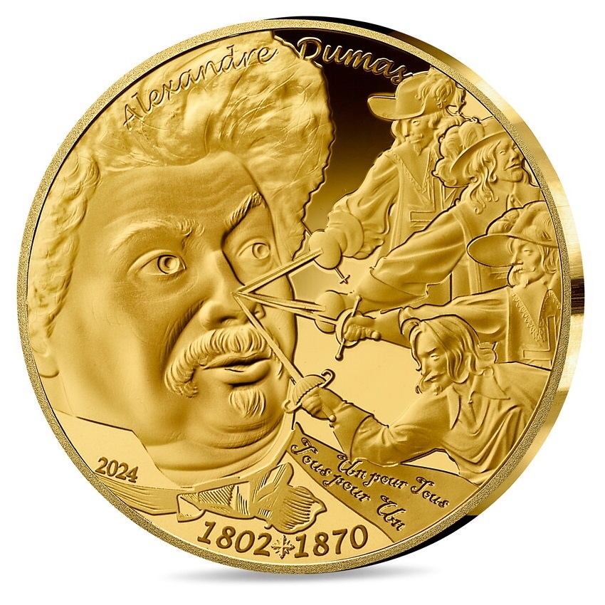 (EUR07.Proof.2024.10041387030000) 50 euro France 2024 Proof gold - Alexandre Dumas Obverse (zoom)