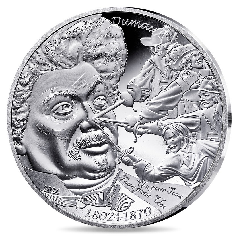 (EUR07.Proof.2024.10041387050000) 10 euro France 2024 Proof silver - Alexandre Dumas Obverse (zoom)