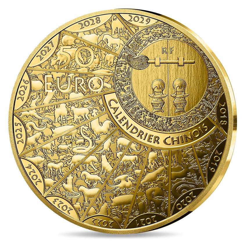 (EUR07.Proof.2025.10041388950000) 50 euro France 2025 Proof gold - Year of the Snake Reverse (zoom)