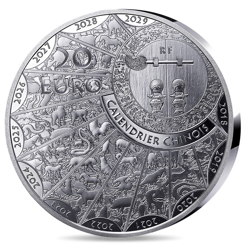 (EUR07.Proof.2025.10041388960000) 20 euro France 2025 Proof silver - Year of the Snake Reverse (zoom)