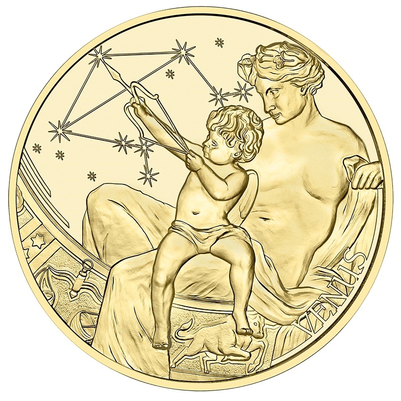 (MED01.Münze.Ö.2025.27301) Gold medal - Calendar 2025 The Year of Venus Obverse (zoom)