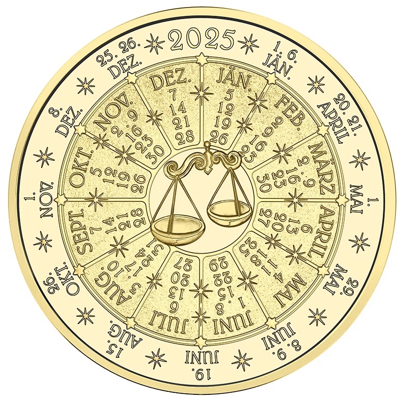 (MED01.Münze.Ö.2025.27301) Gold medal - Calendar 2025 The Year of Venus Reverse (zoom)