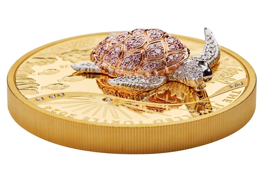 (W017.2500.D.2024.24R88AAA) 2500 Dollars Australia 2024 10 ounces Proof gold - Jewelled Turtle (edge) (zoom)