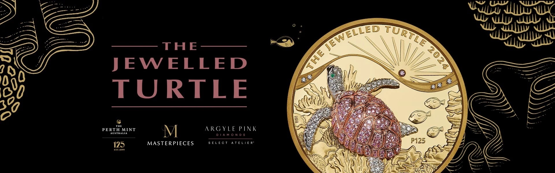 (W017.2500.D.2024.24R88AAA) 2500 Dollars Australia 2024 10 oz Proof gold - Jewelled Turtle (blog) (zoom)