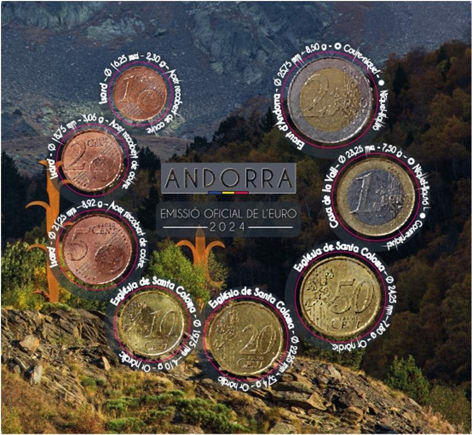 BU euro coin set Andorra 2024 (reverses) (zoom)