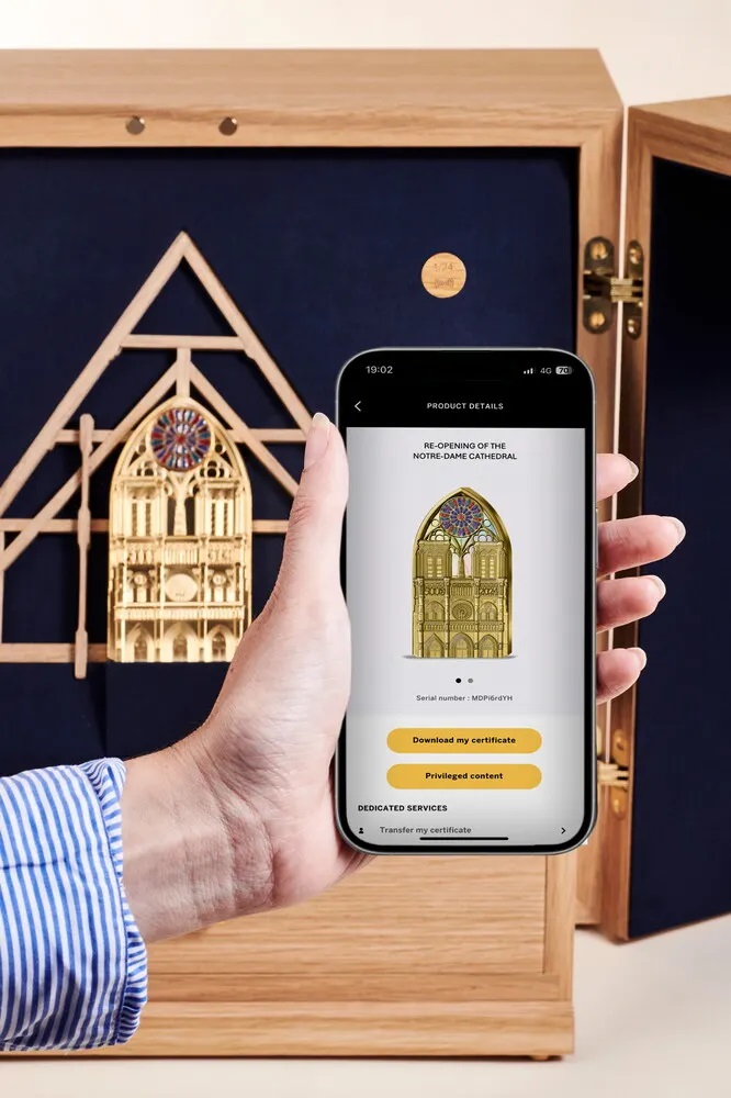 (EUR07.Proof.2024.10041389150000) 5000 euro France 2024 Proof Au - Reopening of Cathedral Notre-Dame de Paris (blog) (zoom)