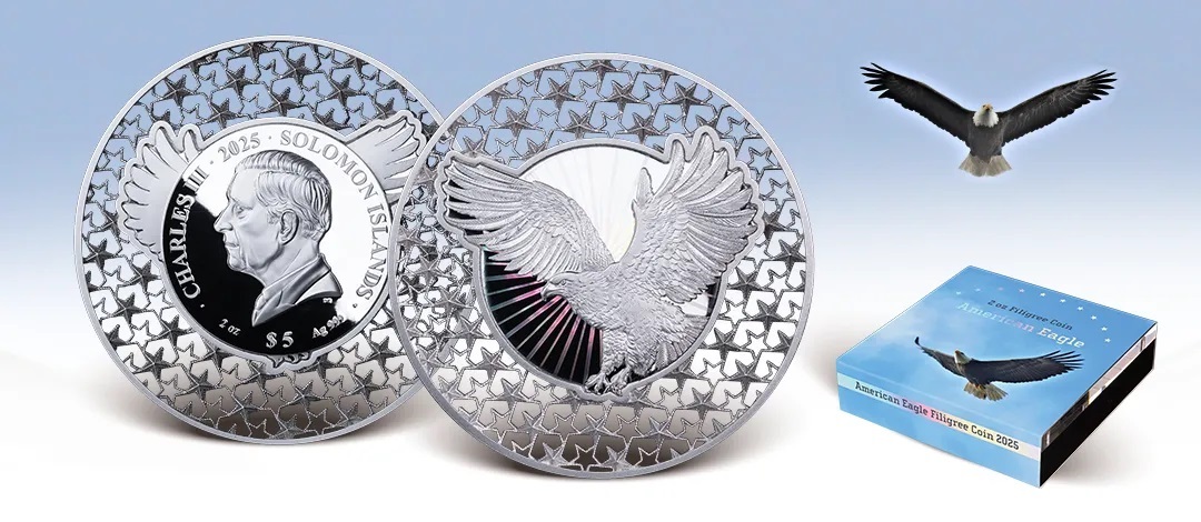 (W106.5.D.2024.2.oz.Ag.1592020119) 5 Dollars Solomon Islands 2025 2 oz Proof silver - Filigree American Eagle (blog) (zoom)