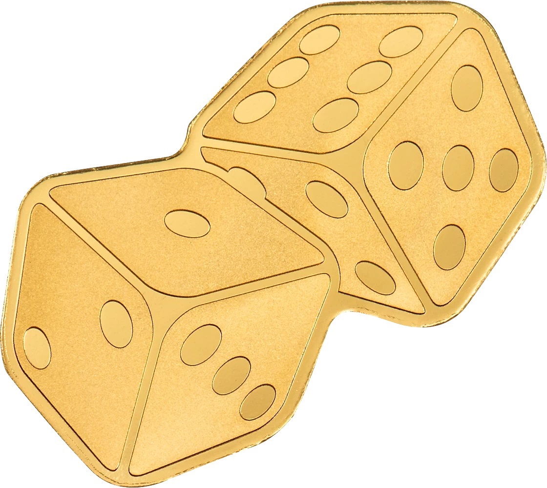 (W168.1.1.D.n.d._2024_.30685) Palau 1 Dollar Dice (2024) - Silk finish gold Reverse (zoom)