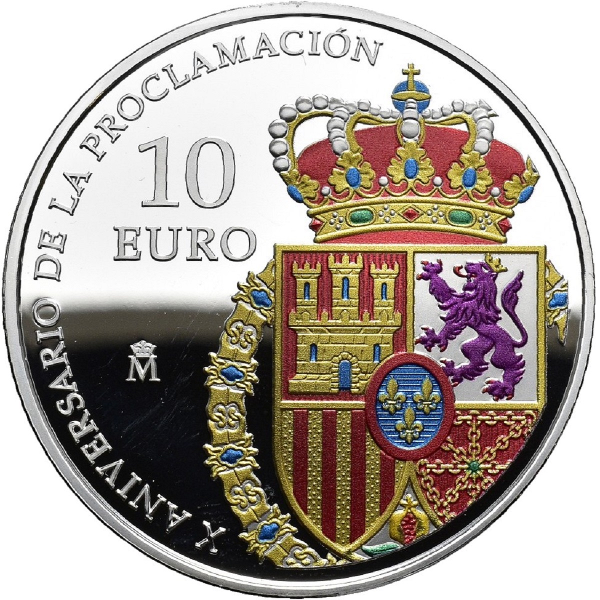 (EUR05.Proof.set.2024.92947018) Triptych set 10, 50 and 200 € Spain 2024 Proof - Induction of King Felipe VI (10 euro reverse) (zoom)