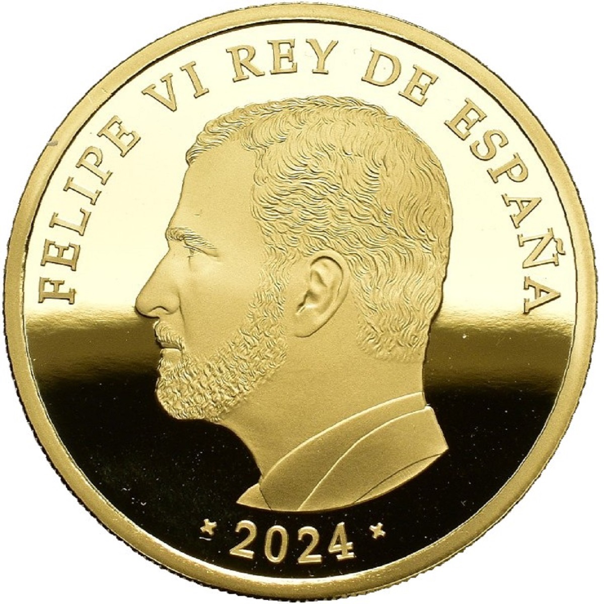 (EUR05.Proof.set.2024.92947018) Triptych set 10, 50 and 200 € Spain 2024 Proof - Induction of King Felipe VI (200 euro obverse) (zoom)