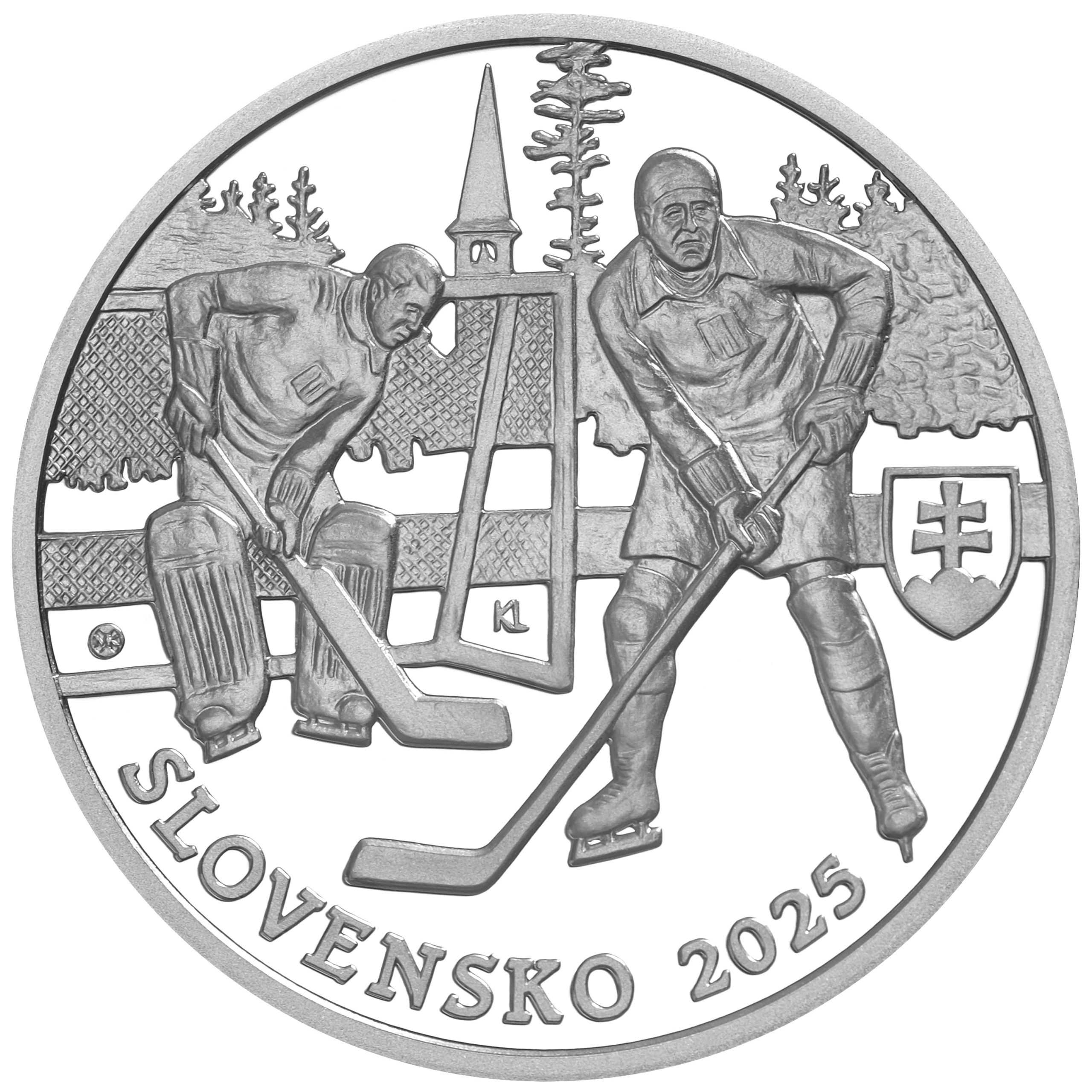 (EUR17.Proof.2025.521133) 10 € Slovakia 2025 Proof Ag - 1st international sports tournament (Ice Hockey) O (zoom)